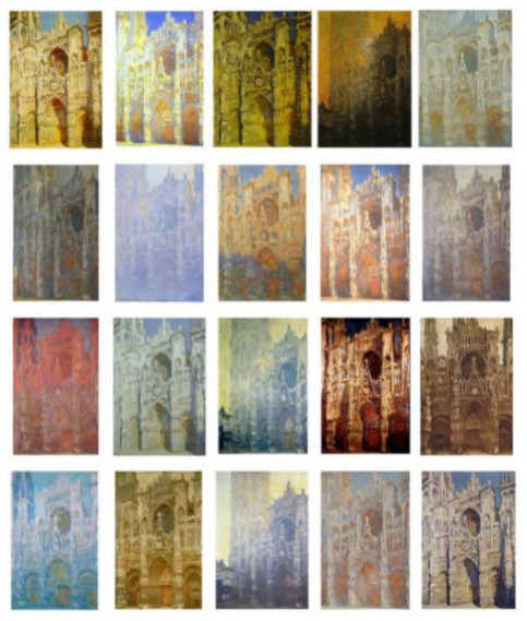 Claude MONET (1840 - 1926), la série des cathédrales de Rouen réalisée entre 1892 et 1894. La couleur exprime le temps.